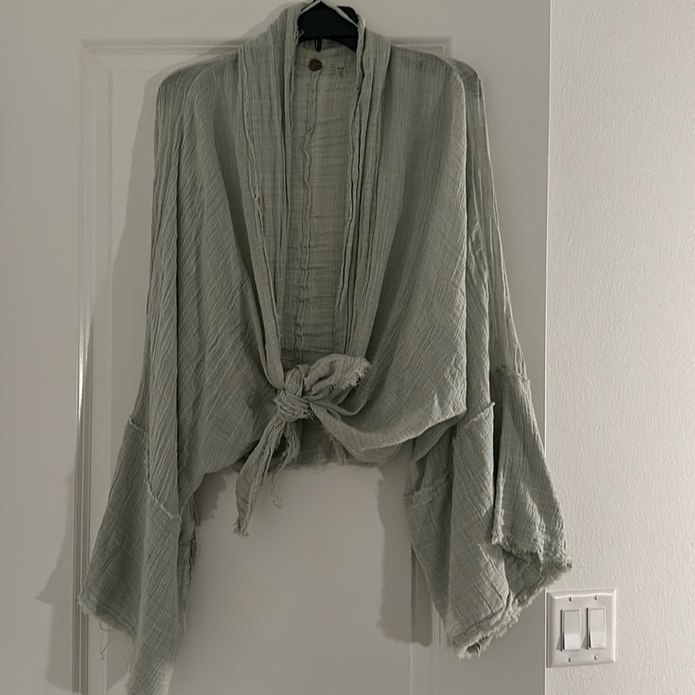 Free People Mint Wrap Blouse